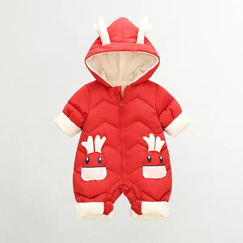 Snowsuit de veludo grosso para bebês meninos e meninas.