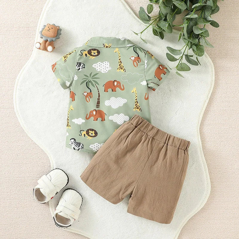 Conjunto para Menino Camisa de Animal e Bermuda